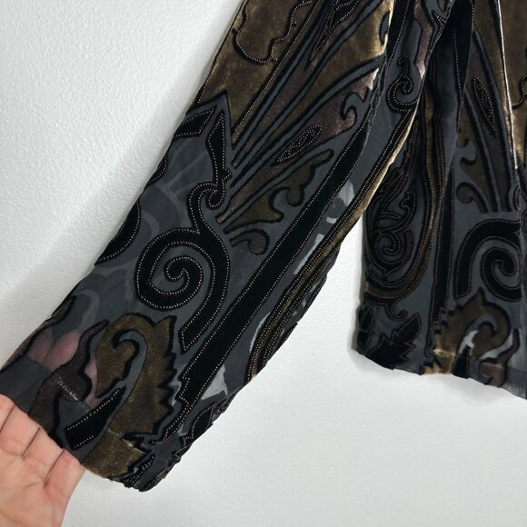 Chicos Design Velvet Burnout Topper Asian Inspired - Picture 5 of 14